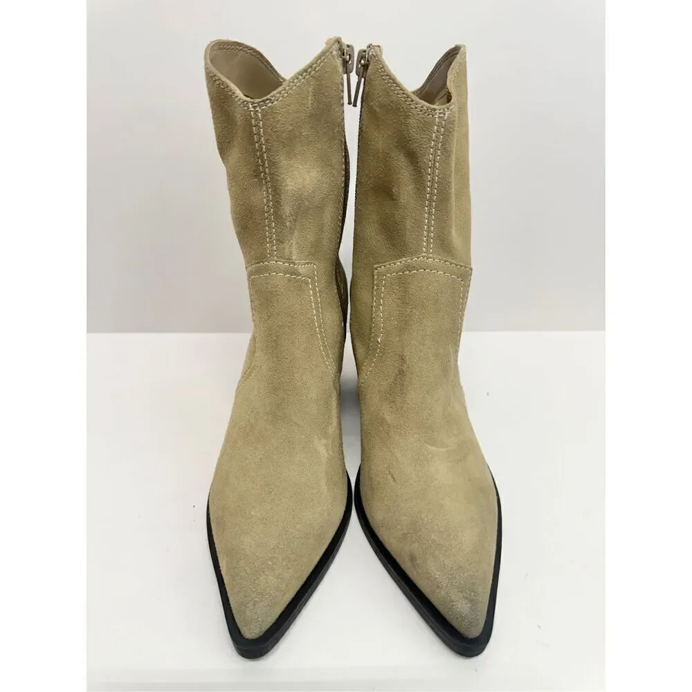 BP. Surina Western Boot in Tan Smoke Size‎ 5.5 Leather Block Heel